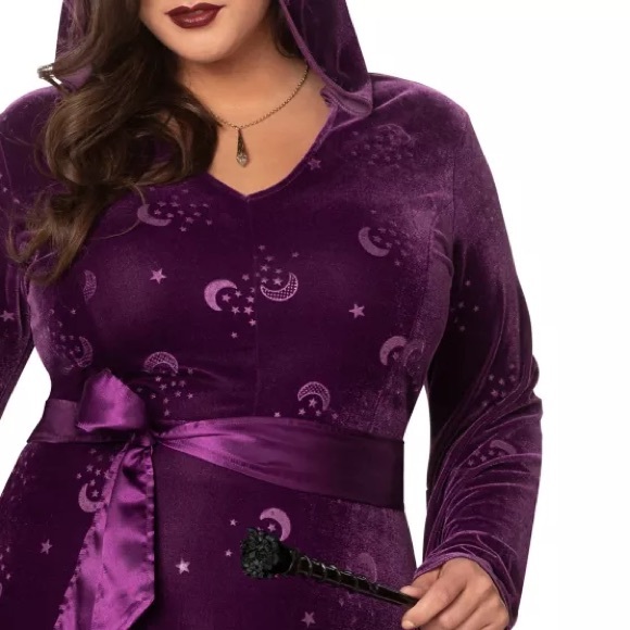 Spirit Halloween Celestial Purple Hooded Robe Mystic Dress Costume Plus Size - Picture 2 of 11